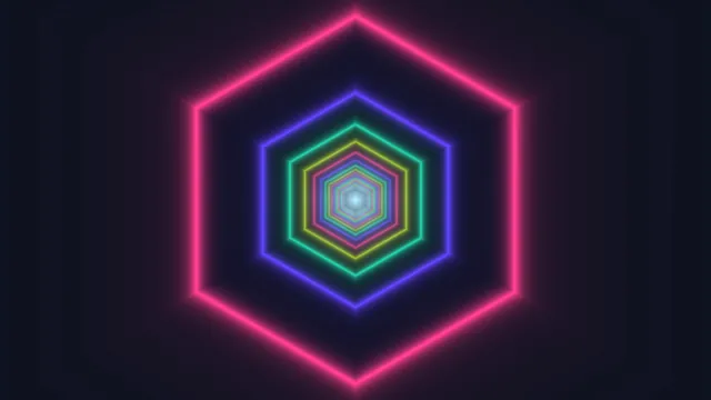 Neon Concentric Hexagon Tunnel Wallpaper