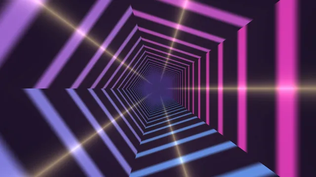 Neon Polygonal Tunnel in Purple, Magenta and Blue