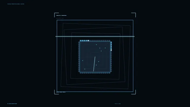 Futuristic Threat Analysis HUD with Cyan Scanner Grid