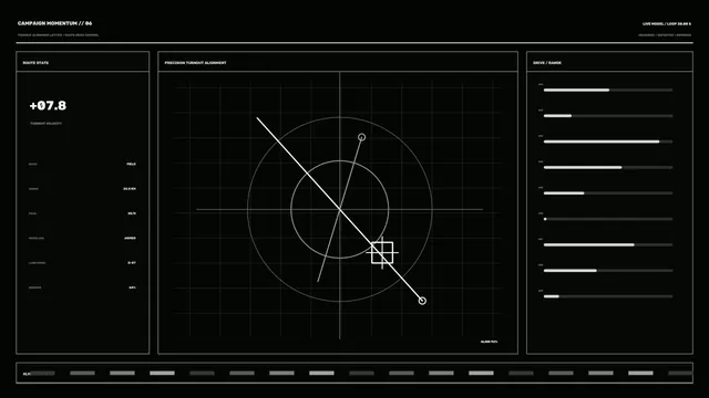 Sci-Fi Campaign Momentum Status HUD Wallpaper with Alignment Grid and Range Bars