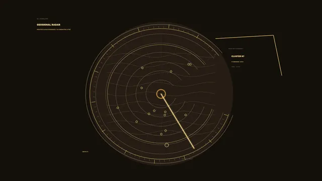 Geospatial Radar HUD with Circular Telemetry Scanner