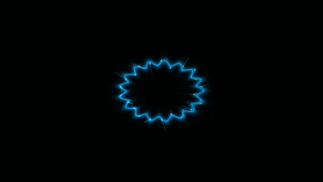 Electric Blue Scalloped Ring on Black 4K Wallpaper
