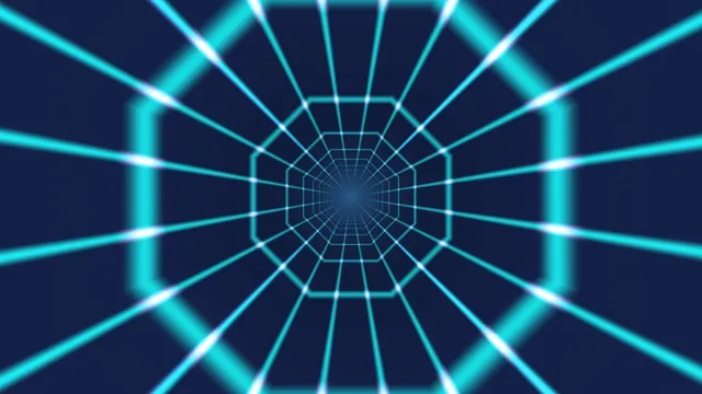 Abstract Cyan Geometric Tunnel Grid on Dark Blue
