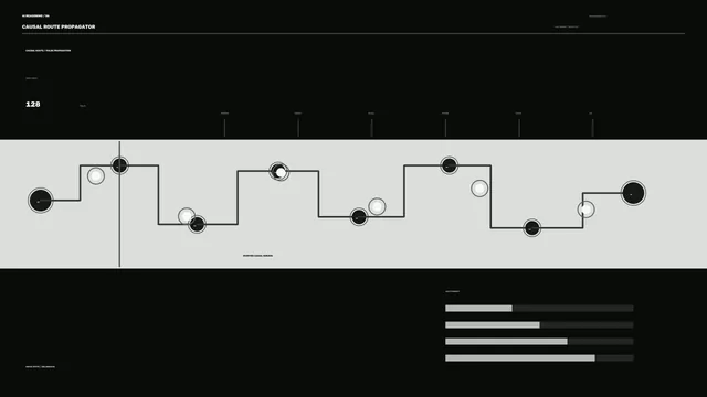 Causal Route Propagation HUD with Node Path and Status Bars