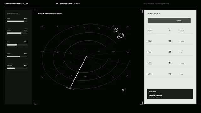 Sci-Fi Audience Radar HUD Dashboard 4K Wallpaper