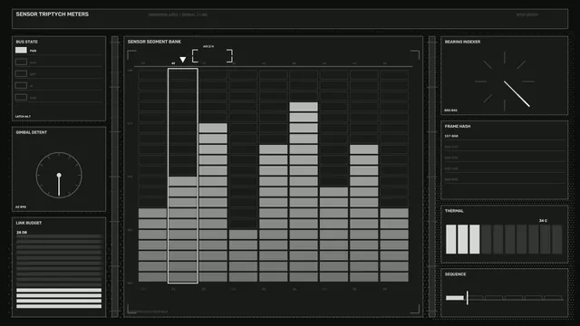 Monochrome Sensor Telemetry HUD Dashboard 4K Wallpaper