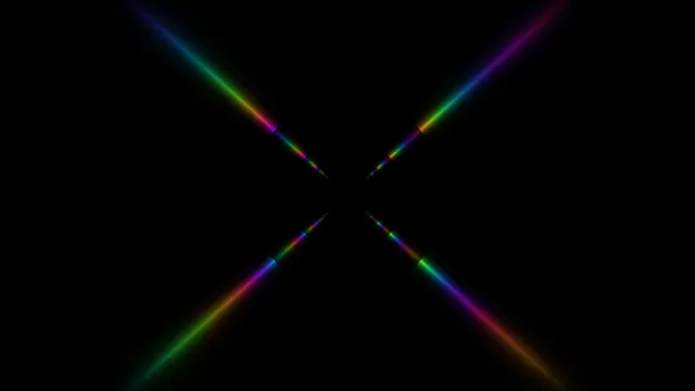 Chromatic X-Shaped Light Lines on Black 4K Wallpaper