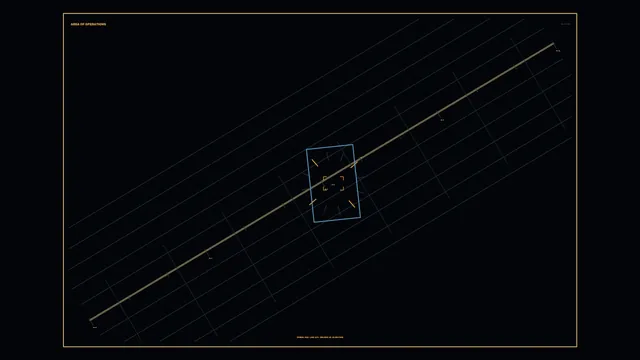 Fictional Operations Planning HUD with Diagonal Grid and Target Frame 4K