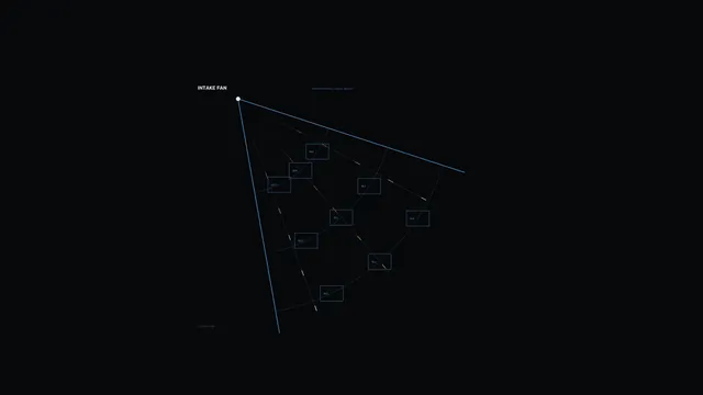 Intake Fan Telemetry HUD Diagram on Black 4K Wallpaper
