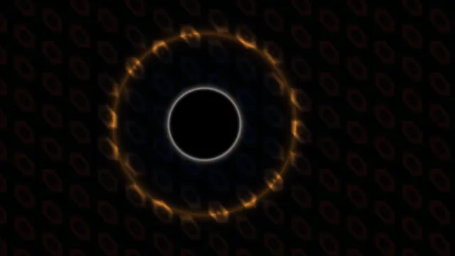 Amber Circular Aperture on a Dark Geometric Pattern