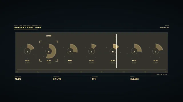 4K Sci-Fi Campaign Analytics HUD with Circular Variant Gauges