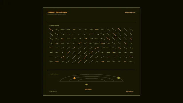Acoustic Mapping Vector Field HUD with Orbital Tracks – 4K Wallpaper