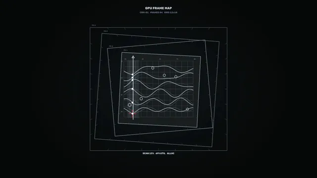 4K Sci-Fi GPU Frame Map Telemetry HUD with Nested Graph Panels