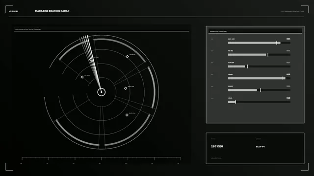 Fictional Radar Inventory HUD with Circular Scanner and Telemetry Bars 4K