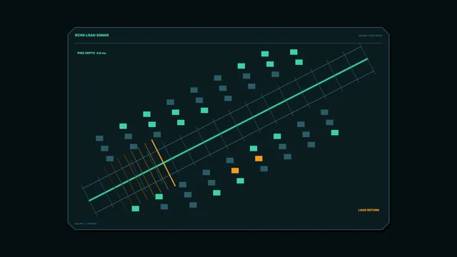 Futuristic Echo Load Sonar HUD with Diagonal Telemetry Grid