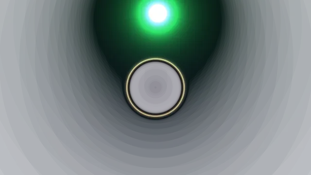 Glowing Green Orb and Golden Eclipse Ring on Dark Background