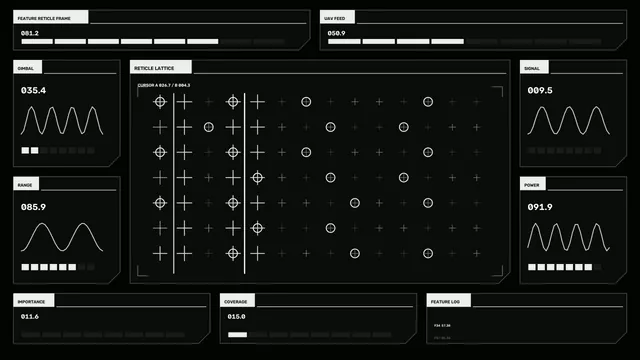 Monochrome Reticle Telemetry HUD 4K Sci-Fi Wallpaper