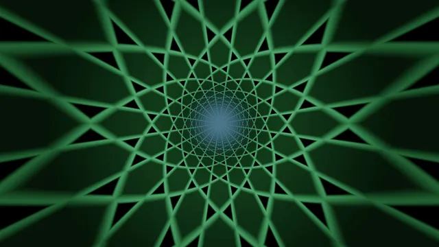 Abstract Green Geometric Tunnel with Blue Center 4K Wallpaper