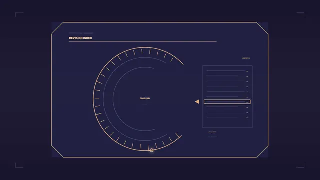 Amber Indigo Revision Index HUD Dashboard with Circular Gauge 4K Wallpaper