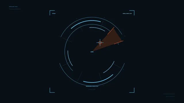 Futuristic Target-Lock Scanner HUD in Cyan and Orange | 4K Wallpaper