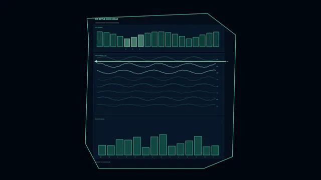 4K Sci-Fi Spacecraft Telemetry HUD with Waveform and Bar Charts