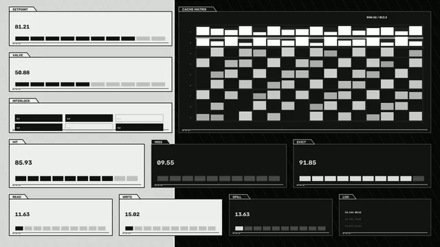 Monochrome Cache Matrix Diagnostic HUD 4K Wallpaper