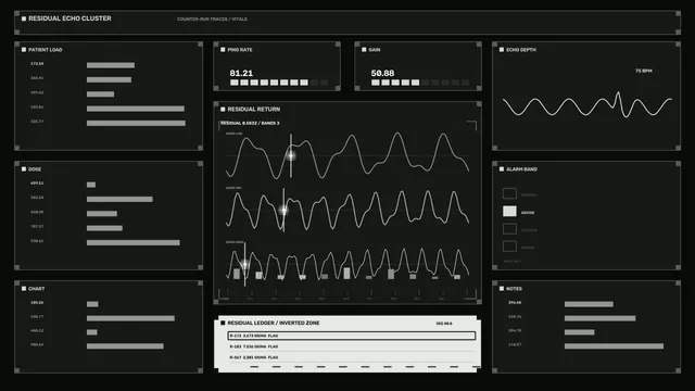 Monochrome Medical Anomaly Detection HUD Dashboard with Waveform Telemetry – 4K