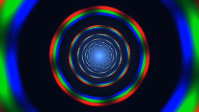 Futuristic RGB Concentric Ring Tunnel with Blue Glow