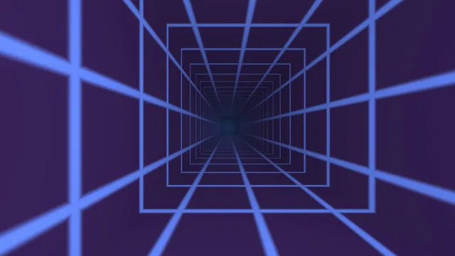 Blue Geometric Grid Tunnel, Purple 4K Wallpaper