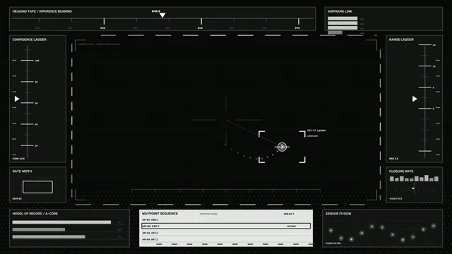 Monochrome Target Tracking HUD Dashboard 4K Wallpaper