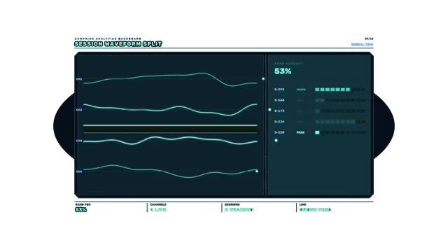 Sci-Fi Waveform Split HUD Dashboard 4K Wallpaper