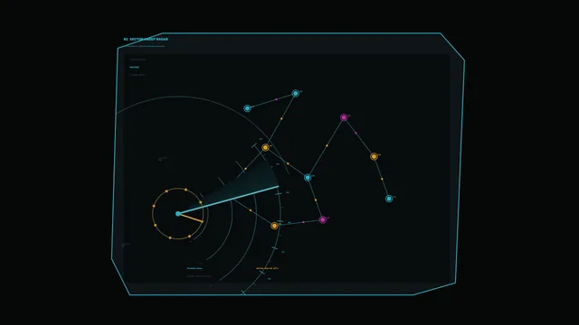 Sci-Fi Radar Scanner HUD with Circular Telemetry Grid – 4K Wallpaper