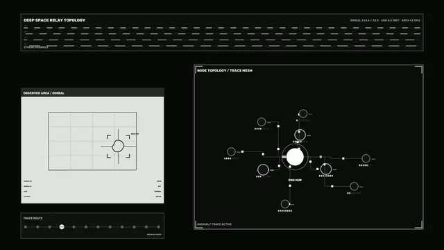 Asteroid Tracking Relay Topology Sci-Fi HUD Wallpaper