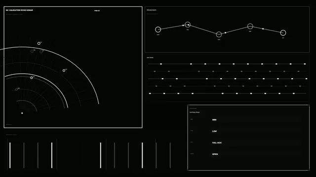 Monochrome Sonar Telemetry HUD Dashboard 4K Wallpaper