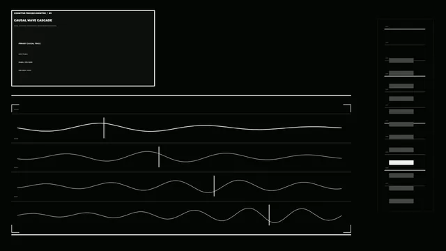 Monochrome Causal Waveform HUD Dashboard 4K Wallpaper