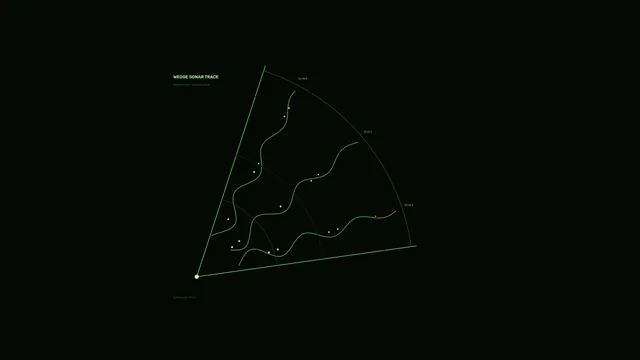 Green Wedge Sonar Trace HUD 4K Sci-Fi Wallpaper
