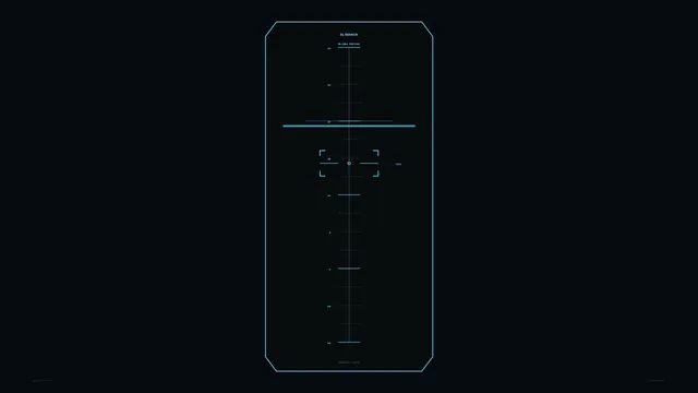 Cyan Target Search HUD with Chamfered Frame and Central Reticle