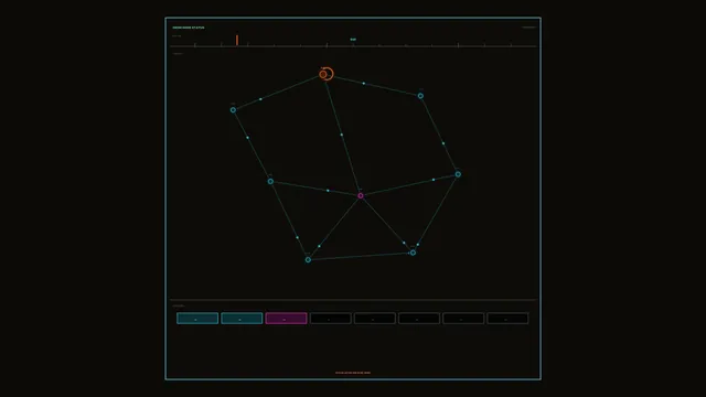 Sci-Fi Network Status HUD with Connected Node Diagram