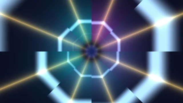 Abstract Neon Octagonal Tunnel 4K Wallpaper