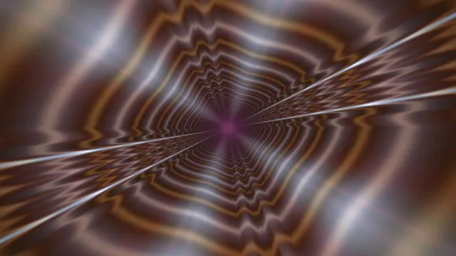 Symmetrical Abstract Vortex Tunnel with Metallic Wavy Rings