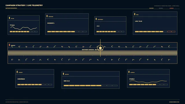 4K Sci-Fi Campaign Telemetry HUD Dashboard with Gold Horizon Scanner