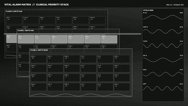 Sci-Fi Vital Alarm Matrix HUD Dashboard 4K Wallpaper