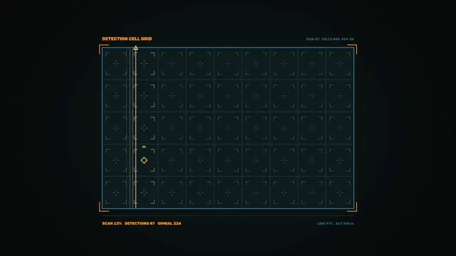 Sci-Fi Detection Cell Grid Scanner HUD 4K Wallpaper