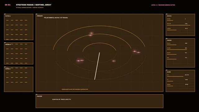Strategic Radar Tracking HUD with Polar Orbital Watch