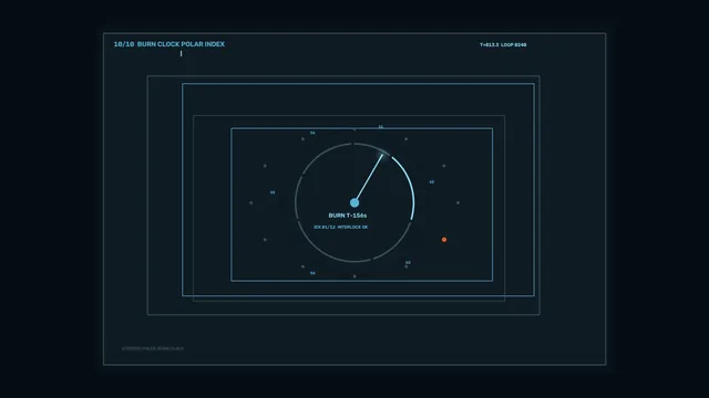 Sci-Fi Polar Burn Clock HUD Interface 4K Wallpaper
