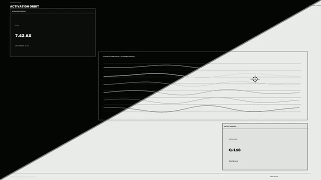 Monochrome Activation Orbit Telemetry HUD 4K Wallpaper