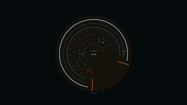 Acoustic Detection Radar HUD with Concentric Range Rings — Sci-Fi 4K Wallpaper