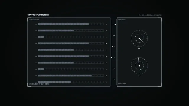 Sci-Fi Status Meter and Dual Spin Gauge HUD 4K Wallpaper