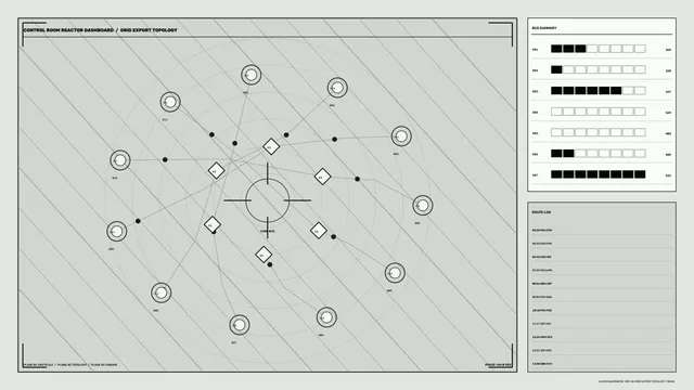 Monochrome Reactor Grid Topology HUD Dashboard 4K Wallpaper