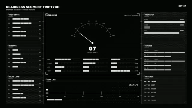 Readiness Segment Triptych HUD Dashboard 4K Wallpaper